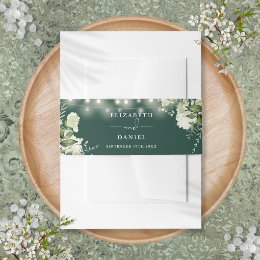 Emerald Greenery String Lights Wedding Einladungsbanderole