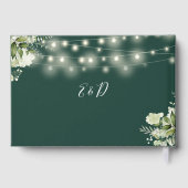 Emerald Greenery String Lights Wedding Gästebuch (Rückseite)