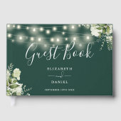 Emerald Greenery String Lights Wedding Gästebuch (Vorderseite)