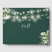 Emerald Greenery String Lights Wedding Gästebuch (Rückseite)
