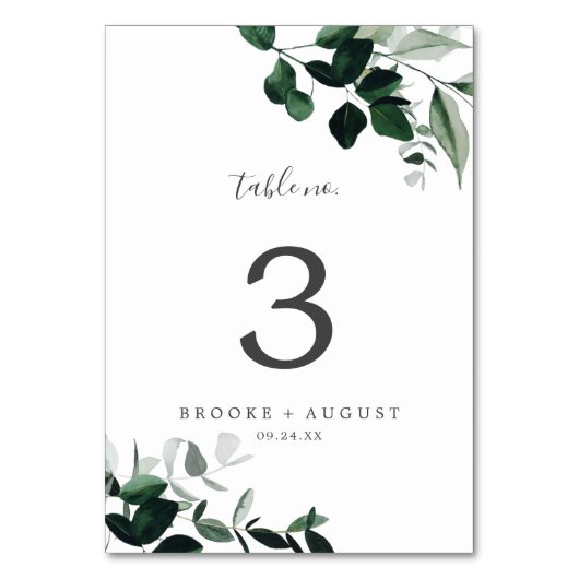Emerald Greenery Tischnummer (Rückseite)