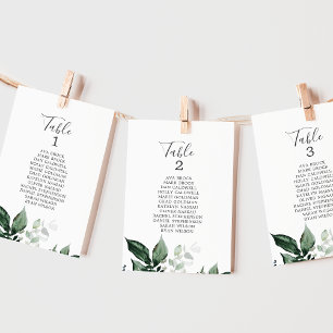 Emerald Greenery Tischnummer Seating Chart Cards
