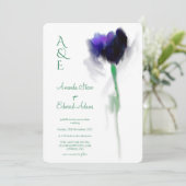 Emerald Greenery Tulip Floral Monogram Wedding Einladung (Stehend Vorderseite)
