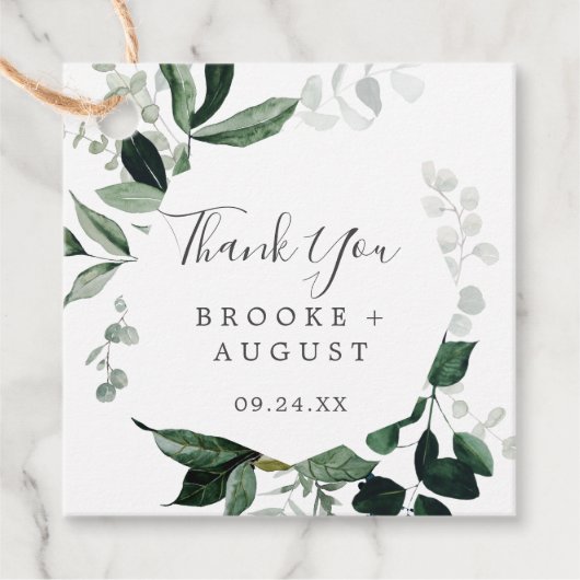 Emerald Greenery Vielen Dank Geschenkanhänger (Vorderseite)