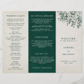 Emerald Greenery Vintag Botanical Wedding Program (Vorderseite)