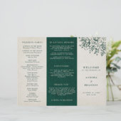 Emerald Greenery Vintag Botanical Wedding Program (Stehend Vorderseite)