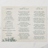 Emerald Greenery Vintag Botanical Wedding Program (Rückseite)