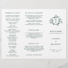 Emerald Greenery Vintag Botanical Wedding Program