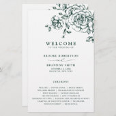 Emerald Greenery Vintag Botanical Wedding Program (Vorne/Hinten)