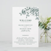 Emerald Greenery Vintag Botanical Wedding Program (Stehend Vorderseite)