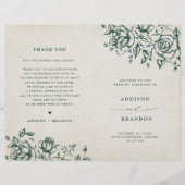Emerald Greenery Vintag Botanical Wedding Program (Vorderseite)