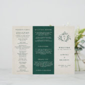 Emerald Greenery Vintag Botanical Wedding Program (Stehend Vorderseite)