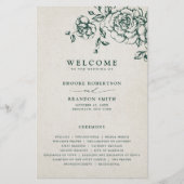 Emerald Greenery Vintag Botanical Wedding Program (Vorderseite)