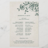 Emerald Greenery Vintag Botanical Wedding Program (Rückseite)