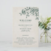 Emerald Greenery Vintag Botanical Wedding Program (Stehend Vorderseite)