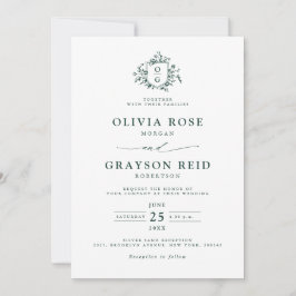 Emerald Greenery Vintag Botanische Hochzeit Einladung