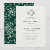 Emerald Greenery Vintag Botanische Hochzeit Einladung (Vorne/Hinten)