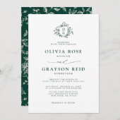 Emerald Greenery Vintag Botanische Hochzeit Einladung (Vorne/Hinten)