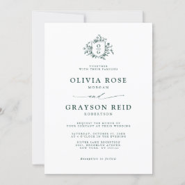 Emerald Greenery Vintag Botanische Hochzeit Einladung