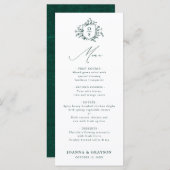 Emerald Greenery Vintag Botanische Hochzeit Menükarte (Vorne/Hinten)