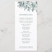 Emerald Greenery Vintag Botanische Hochzeit Programm (Rückseite)