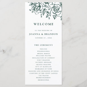 Emerald Greenery Vintag Botanische Hochzeit Programm