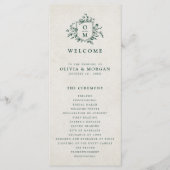 Emerald Greenery Vintag Botanische Hochzeit Programm (Vorderseite)