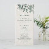 Emerald Greenery Vintag Botanische Hochzeit Programm (Stehend Vorderseite)