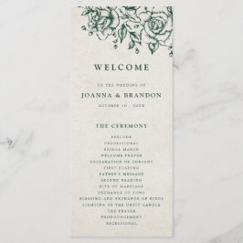 Emerald Greenery Vintag Botanische Hochzeit Programm