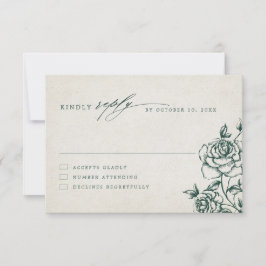 Emerald Greenery Vintag Botanische Hochzeit RSVP Karte
