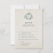 Emerald Greenery Vintag Botanische Hochzeit RSVP Karte (Vorderseite)