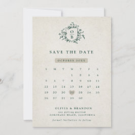Emerald Greenery Vintag Botanische Hochzeit Save The Date