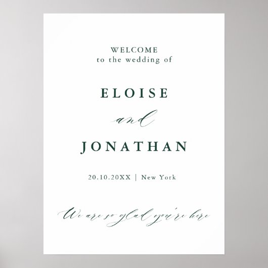 Emerald Greenery Vintag Botanische Hochzeit Willko Poster (Vorne)