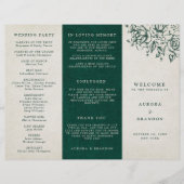 Emerald Greenery Vintage Botanical Wedding Program (Vorderseite)