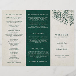 Emerald Greenery Vintage Botanical Wedding Program