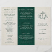 Emerald Greenery Vintage Botanical Wedding Program (Vorderseite)
