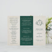 Emerald Greenery Vintage Botanical Wedding Program (Stehend Vorderseite)