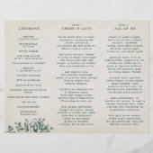 Emerald Greenery Vintage Botanical Wedding Program (Rückseite)