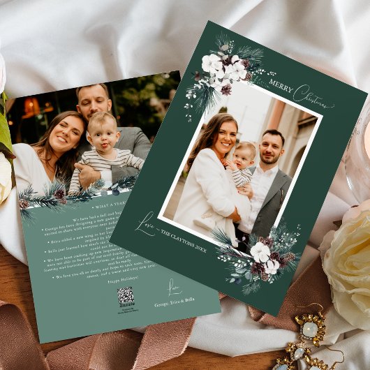 Emerald Greenery Vintage Weihnachten Zwei Fotos