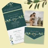 Emerald Greenery Wedding All In One Einladung