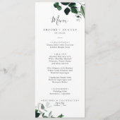 Emerald Greenery Wedding Dinner Menu Menükarte (Vorderseite)