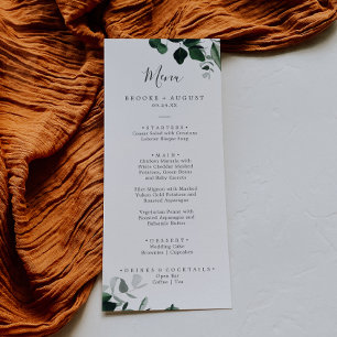 Emerald Greenery Wedding Dinner Menu Menükarte