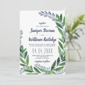 Emerald Greenery Wedding Einladung (Stehend Vorderseite)