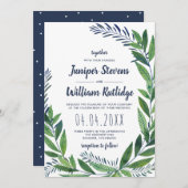Emerald Greenery Wedding Einladung (Vorne/Hinten)