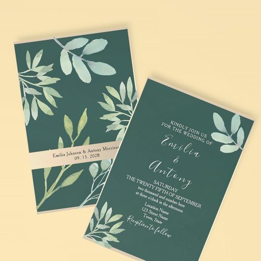 Emerald Greenery Wedding Einladung