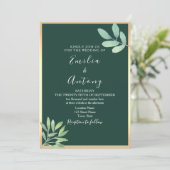 Emerald Greenery Wedding Einladung (Stehend Vorderseite)