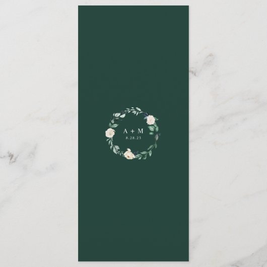 Emerald Greenery Wedding Elegant Menükarte (Rückseite)