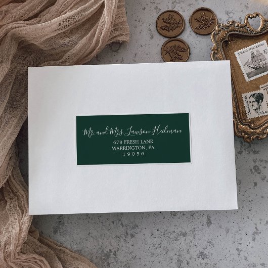 Emerald Greenery Wedding Guest Address Labels