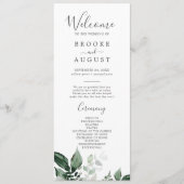 Emerald Greenery Wedding Program Programm (Vorderseite)