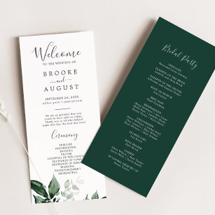 Emerald Greenery Wedding Program Programm